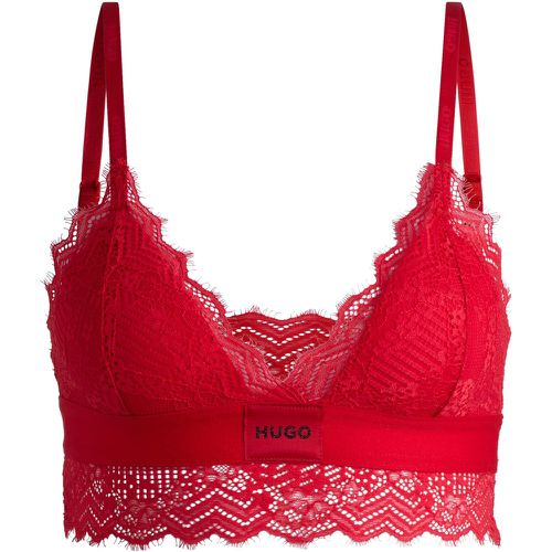 Soutien-gorge triangle matelassé en dentelle géométrique avec étiquette logo - HUGO - Modalova