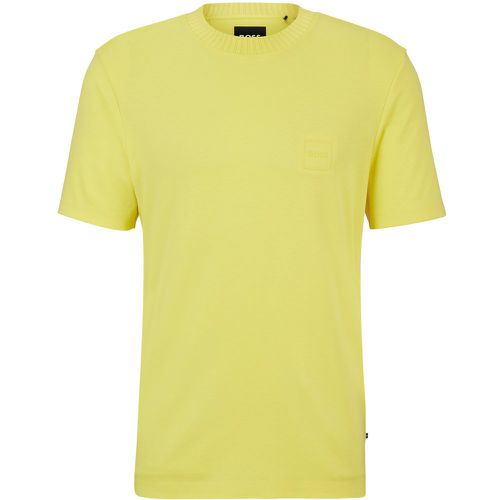 T-shirt Regular Fit en coton mélangé avec logo emé - Boss - Modalova