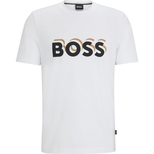 T-shirt en jersey de coton avec logo aux couleurs emblématiques de la marque - Boss - Modalova