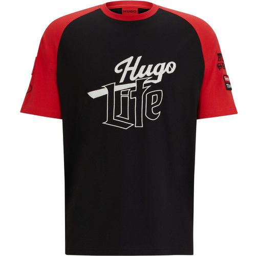 T-shirt en jersey de coton à logo artistique - HUGO - Modalova