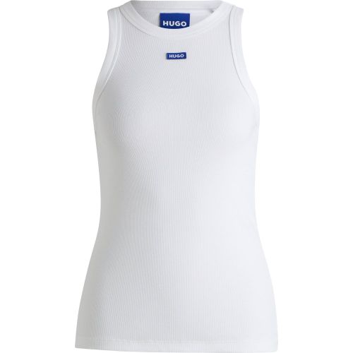 Haut Slim en coton stretch avec badge logoté bleu - HUGO - Modalova
