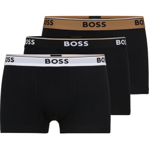 Lot de trois boxers courts en coton stretch avec taille logotée - Boss - Modalova