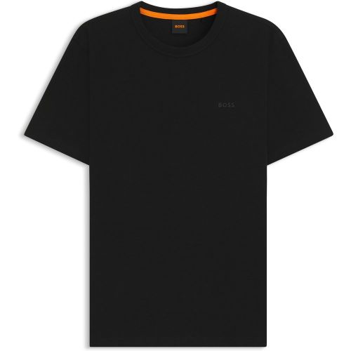 T-shirt Regular en coton flammé avec détail logoté - Boss - Modalova