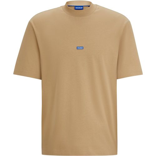 T-shirt en jersey de coton avec patch logo bleu - HUGO - Modalova