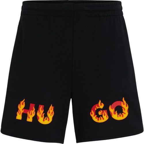 Short de pyjama en coton interlock à imprimé logo flamme - HUGO - Modalova