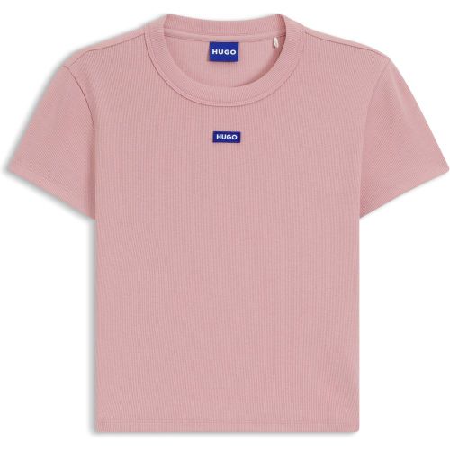 T-shirt Slim en coton stretch avec badge logoté - HUGO - Modalova
