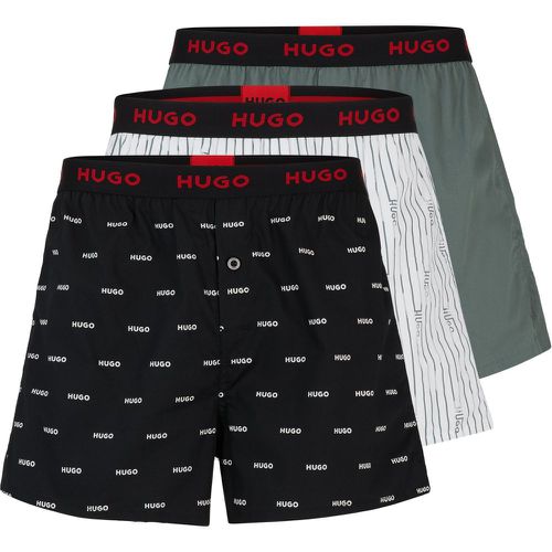 Lot de trois boxers en coton avec taille logotée - HUGO - Modalova