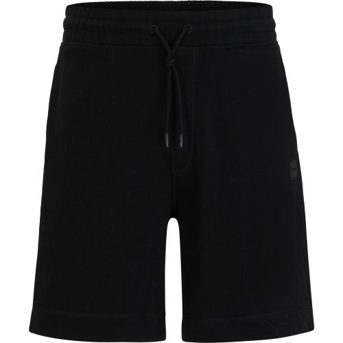 Short Relaxed en molleton de coton avec badge logoté - Boss - Modalova