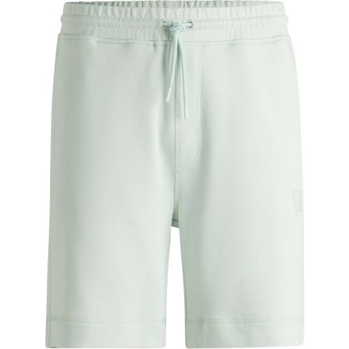 Short Relaxed en molleton de coton avec badge logoté - Boss - Modalova