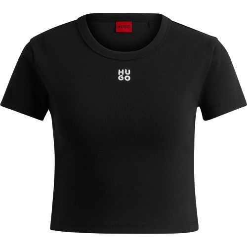T-shirt court Slim Fit en coton mélangé à logo revisité - HUGO - Modalova