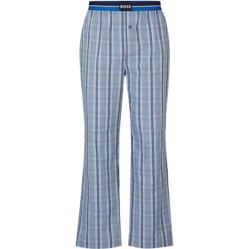 Bas de pyjama en coton à carreaux et taille logotée - Boss - Modalova