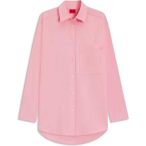Chemisier Oversize en toile de coton avec logo brodé - HUGO - Modalova