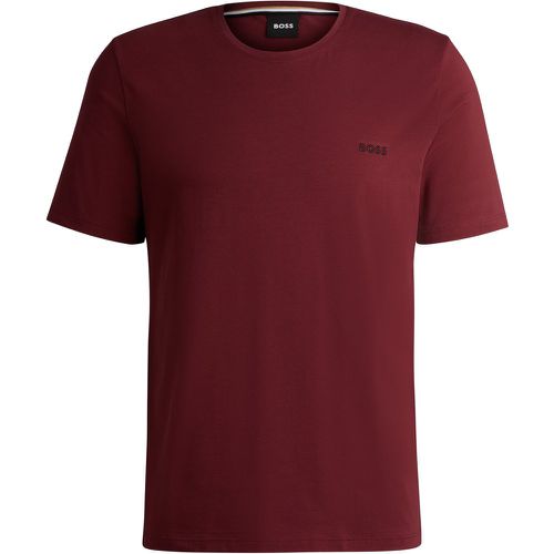 T-shirt en coton stretch à logo brodé - Boss - Modalova