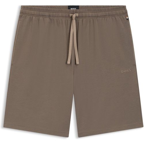 Short en jersey de coton stretch avec logo brodé - Boss - Modalova
