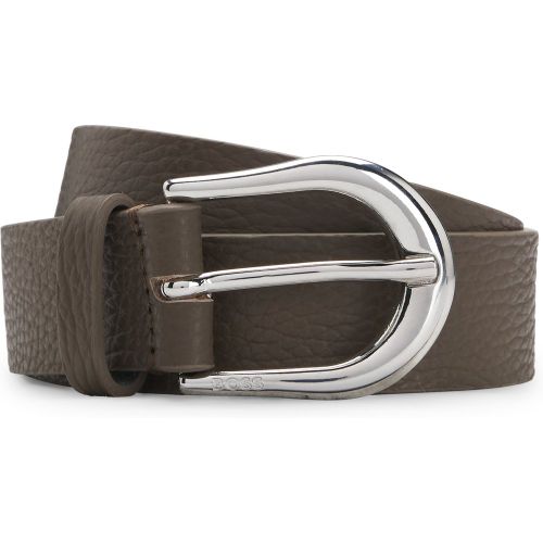 Ceinture en cuir italien avec boucle en métal argenté poli - Boss - Modalova