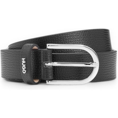 Ceinture en cuir grainé italien avec passant logoté - HUGO - Modalova