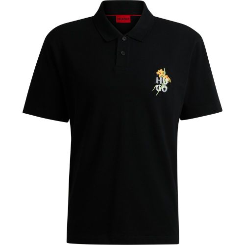 Polo en piqué de coton avec logo artistique - HUGO - Modalova
