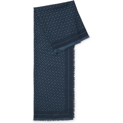 Foulard en modal et laine avec monogramme jacquard - Boss - Modalova