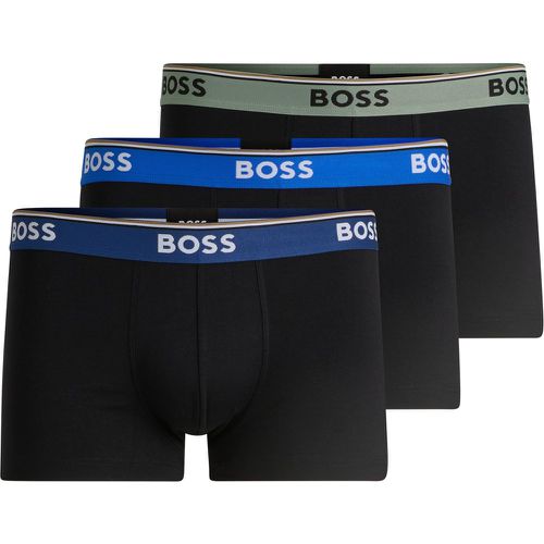 Lot de trois boxers courts en coton stretch avec taille logotée - Boss - Modalova