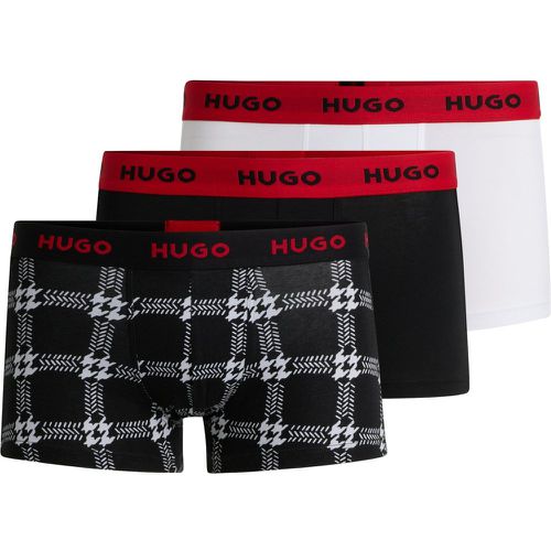 Lot de trois boxers courts en coton stretch avec taille logotée - HUGO - Modalova