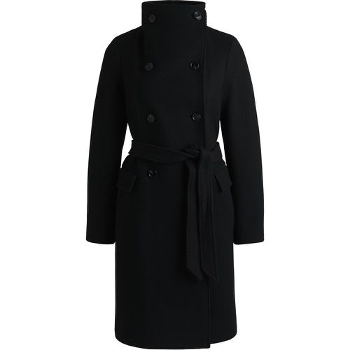 Manteau croisé en laine mélangée avec ceinture et motif chevrons - Boss - Modalova