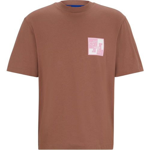T-shirt à manches courtes en jersey de coton avec imprimé emblématique - HUGO - Modalova