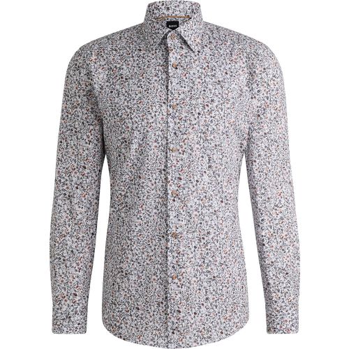 Chemise Slim en coton stretch avec imprimé à fleurs - Boss - Modalova