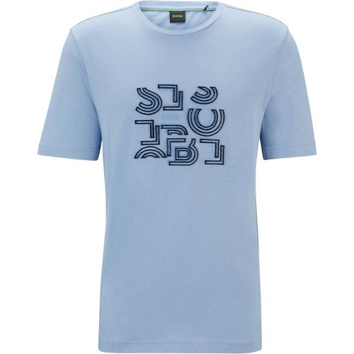T-shirt Regular en jersey de coton à motif artistique typographique - Boss - Modalova