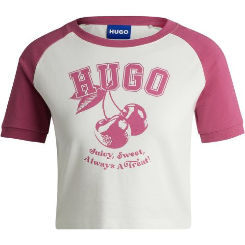 T-shirt court en jersey de coton à imprimé de style universitaire - HUGO - Modalova