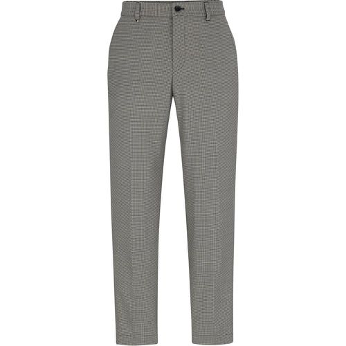 Pantalon Relaxed en laine vierge mélangée à motif pied-de-poule - Boss - Modalova