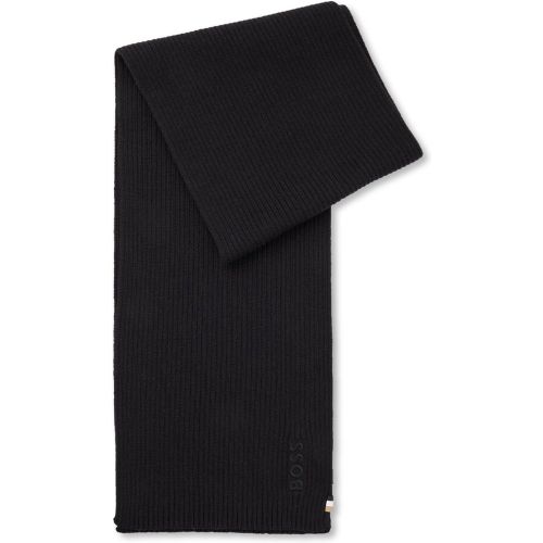 Écharpe en coton mélangé côtelé avec logo brodé - Boss - Modalova