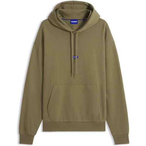 Sweat à capuche en molleton de coton avec étiquette logotée - HUGO - Modalova