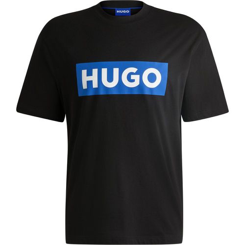 T-shirt en jersey de coton avec logo bleu - HUGO - Modalova