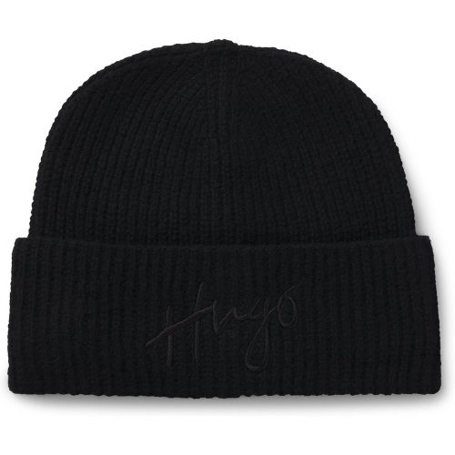 Bonnet côtelé avec logo manuscrit - HUGO - Modalova