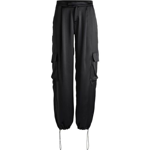 Pantalon cargo à la coupe droite en satin avec bas de jambes ajustables - Boss - Modalova