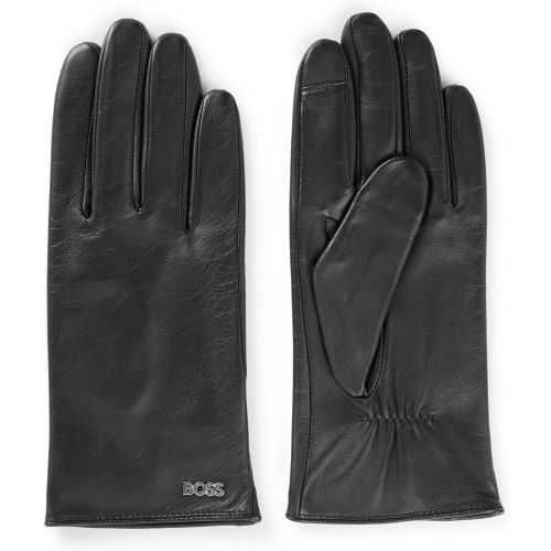 Gants en cuir avec doublure en maille et doigts adaptés aux écrans tactiles - Boss - Modalova