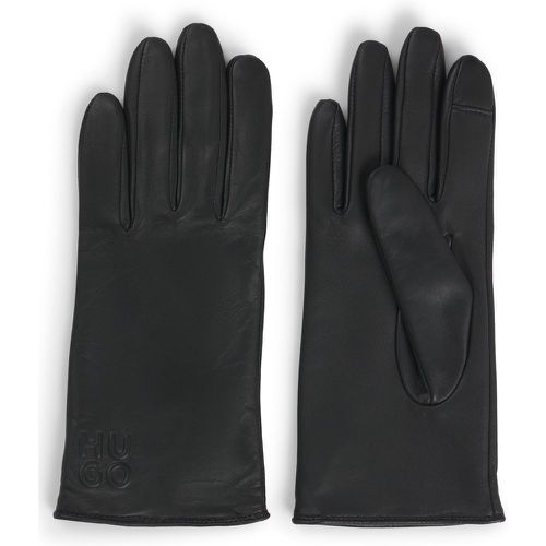 Gants en cuir nappa avec doublure et logo revisité - HUGO - Modalova