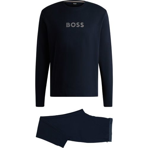 Pyjama en coton interlock avec logo imprimé en transfert - Boss - Modalova