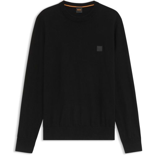 Pull en coton et cachemire avec étiquette logotée - Boss - Modalova