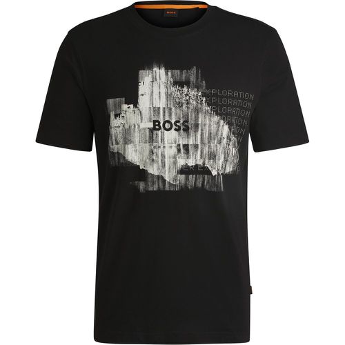 T-shirt Regular en jersey de coton avec motif artistique de la saison - Boss - Modalova