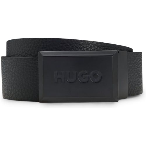 Ceinture réversible en cuir italien lisse et grainé - HUGO - Modalova