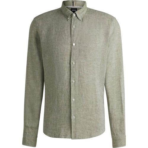 Chemise Regular à pointes boutonnées en lin - Boss - Modalova