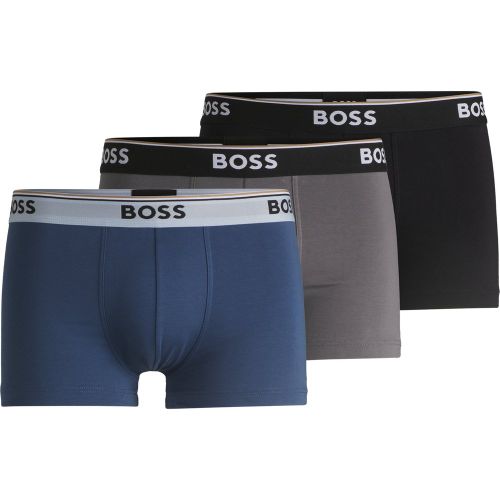 Lot de trois boxers courts en coton stretch avec taille logotée - Boss - Modalova