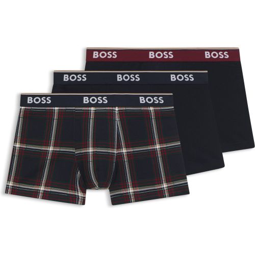 Lot de trois boxers courts en coton stretch avec taille logotée - Boss - Modalova