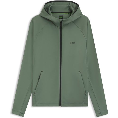 Sweat à capuche Actif en tissu stretch à fermeture éclair et gestion de l’humidité - Boss - Modalova