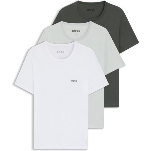 Lot de trois t-shirts en coton avec logo brodé - Boss - Modalova