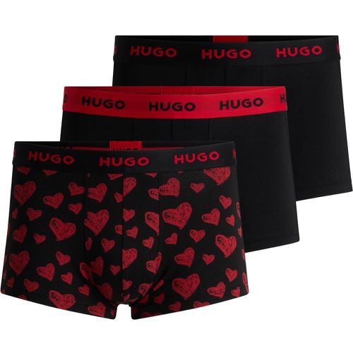 Lot de trois boxers courts en coton stretch avec taille logotée - HUGO - Modalova