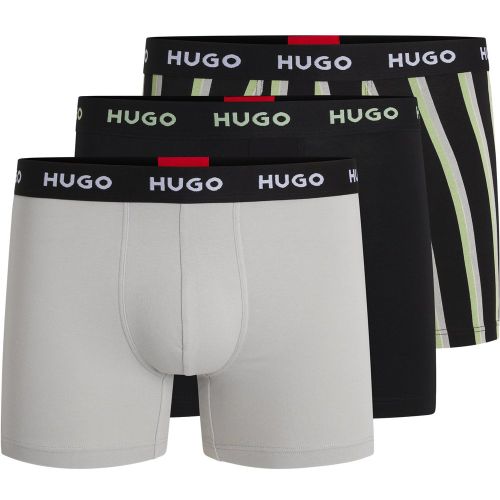 Lot de trois boxers longs en coton stretch avec logos - HUGO - Modalova