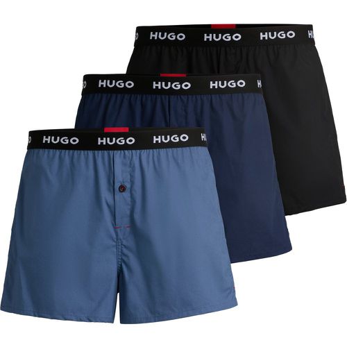 Lot de trois boxers en coton avec taille logotée - HUGO - Modalova