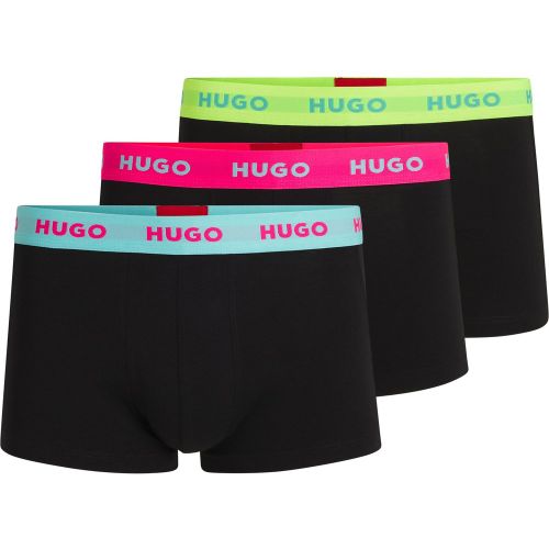 Lot de trois boxers courts en coton stretch avec taille logotée - HUGO - Modalova